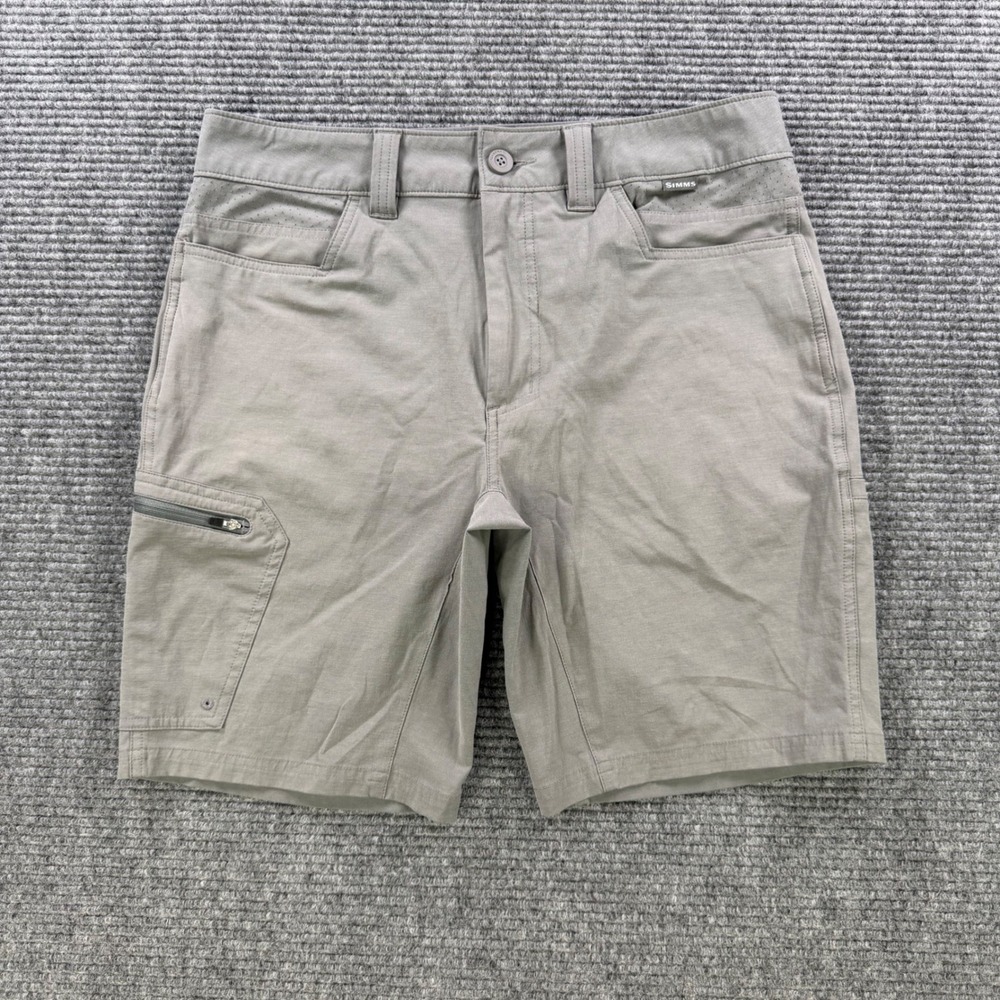 Simms Fishing Products Short Men 32 Gray Outdoor Hiking Cargo Utility Trail Fish